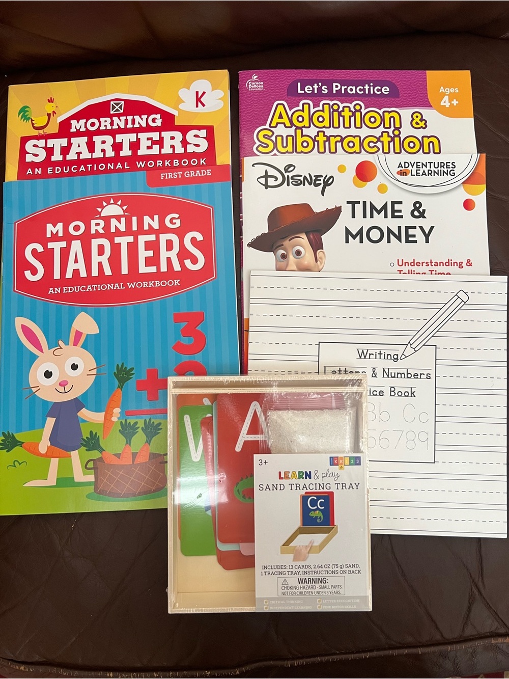 Set of 5 learning books and sand tracing letter formation activity for K and 1st